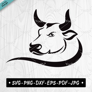 Stierkopf SVG, Stierkopf Png-Dateien, Schnittdatei Stier für Cricut, Stier Silhouette SVG, Stier DXF-Datei, Stier Clipart, Easy Cut, Tiere Vektor-EPS