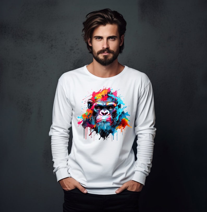 Colorful Gorilla Png for Sublimation Printing, Gorilla Head Clipart T ...