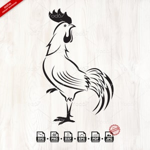 Hahn Vektor Clipart Designmpng Png Eps Dxf Pdf Jpg, SVG-Dateien für Cricut, Hahn Silhouette, Tiere SVG, digitaler Download, Huhn svg.