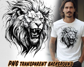 Male lion head for Sublimation Printing, Male lion T-shirt Design Clipart, DTG Printing, DTF Transfer, Sublimation designs, Lion Png, Animal