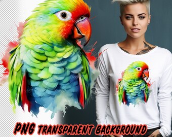 Parakeet PNG, Parrot Png, Bird Png for Sublimation Printing, Parakeet T-shirt Design clip art, DTF Printing, Shirt designs, Bird lover png.