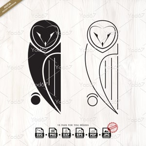 Barn Owl Vector Clipart Design Svg, Png, EPS, DXF, Pdf. Svg files for cricut, Owl Silhouette Svg, Bird Svg, Owl lover svg, Digital download.