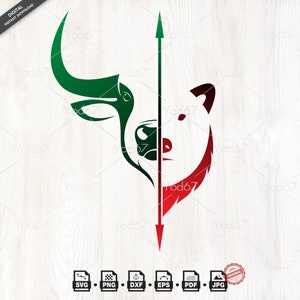 Taureau et ours Svg, taureau SVG, ours Svg, Svg pour cricut, Vector Clipart Design. Trader sur les marchés boursiers haussiers, haussiers et baissiers. Investisseur en actions.