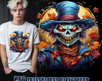 Scary Scarecrow Clipart for Sublimation Printing, Halloween Scarecrow T-shirt Design, DTG, DTF Transfer, Sublimation designs, Ghost Png File