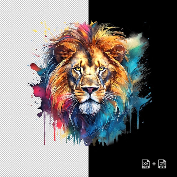 Lion Png, Colorful Lion for Sublimation Printing, Lion Head