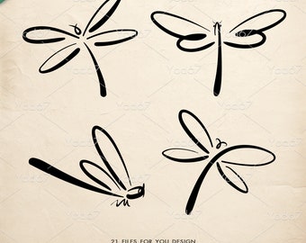 Dragonfly SVG ,Dragonfly drawn in black ink, Dragonfly is flying, Dragonflies files eps, png, pdf ,dxf, Insect, Dragonfly Clipart Vector EPS