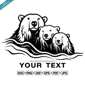 Polar bear family SVG / Png Files, Svg File for Cricut, Bear Silhouette, Polar bear Vector Clipart Design EPS DXF Pdf, Polar animals clipart