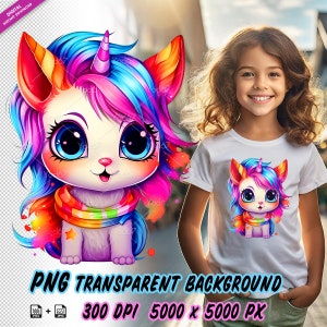 Mignonne licorne png, licorne pour impression par sublimation, clipart de conception de t-shirt licorne mignonne, impression DTG, transfert DTF, motifs par sublimation.
