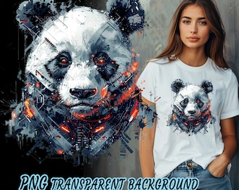 Panda head PNG for Sublimation Printing, Panda T-shirt Design Clipart, DTG Printing, DTF Transfer, Sublimation designs, Panda Digital Art.