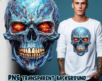 Skull Png for Sublimation Printing. Human Skull T-shirt Design clip art, DTF DTG Printing, Skeleton Tshirt. Digital skull t-shirt design.