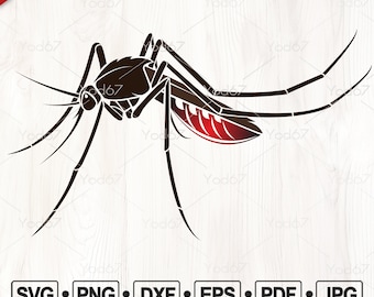 Komar SVG, projekt wektorowego clipartu komara w formacie Png DXF EPS Pdf, pliki SVG dla programu Cricut, sylwetka komara, klipart owada, projekt sublimacji.
