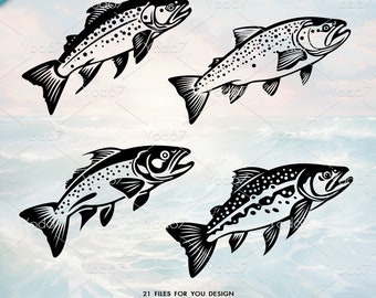 Trout SVG, Trout Png, Fish Png, Svg files for cricut. Food Svg. Trout Silhouette, Fish svg, Trout DXF, Fish Vector. Digital download.