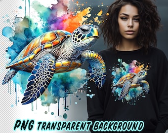 Sea Turtle Clipart, Sea turtle for Sublimation Printing, Sea Turtle T-shirt Design Clipart, DTF DTG Printing, Turtle PNG file, Reptile Png.