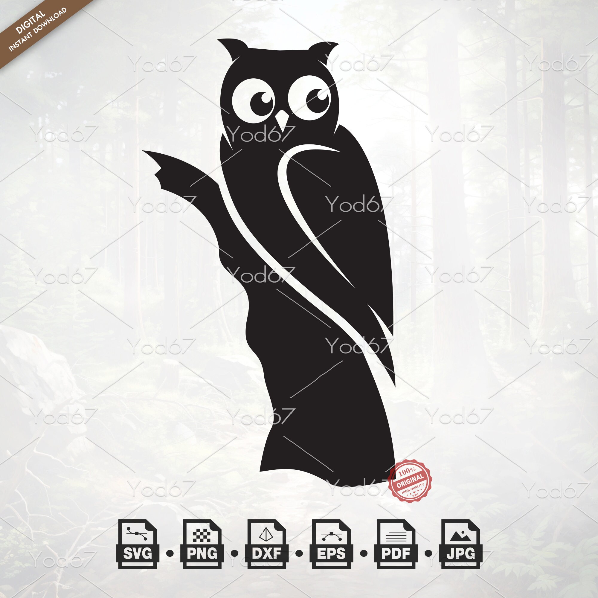 Owl Vector Clipart Design SVG Png Eps Dxf Pdf, Svg files for cricut, Owl Silhouette, Bird Png Svg, D