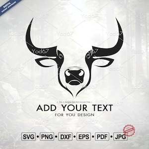 Stier SVG, Png, Stier Kopf Vektor Clipart Design EPS DXF Pdf, SVG-Dateien für Cricut, Bauernhof Tiere SVG, Digitaler Download, Cnc-Laserschneiden.
