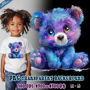 Teddy Bear Png for Sublimation Printing, Cute Teddy Bear T-shirt Design Clipart, DTG Printing, DTF Transfer, Sublimation, Transparent PNGs.