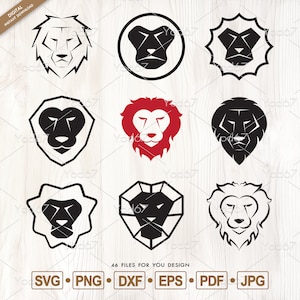 Lion head SVG, Unique lion head design, Cut File lion for Cricut, Lion face design, Lion Clipart Vector EPS, PNG, Dxf, Pdf, Jpg, Wildlife.