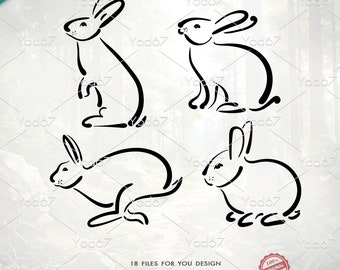 Rabbit SVG, Rabbit Png, Bunny Clipart. Cut File Rabbit for Cricut, Rabbit Silhouette. Rabbit Vector Clipart Design EPS DXF Pdf. Animals Svg.