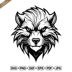 Wolverine head SVG, PNG, Wolverine Vector Clipart Design EPS Dxf Pdf, Svg File for Cricut, Wolverine Silhouette, Wildlife, Digital download.