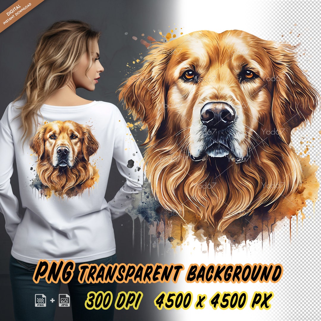 Golden Retriever Dog PNG for Sublimation Printing, Dog Head T-shirt ...
