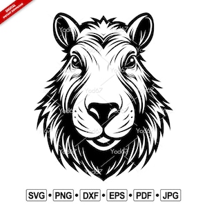 Capybara SVG, PNG, File for Cricut, Capybara Vector Clipart Design Eps Dxf Pdf, Capybara head Png, Cut file SVG for shirts, Wildlife Animals