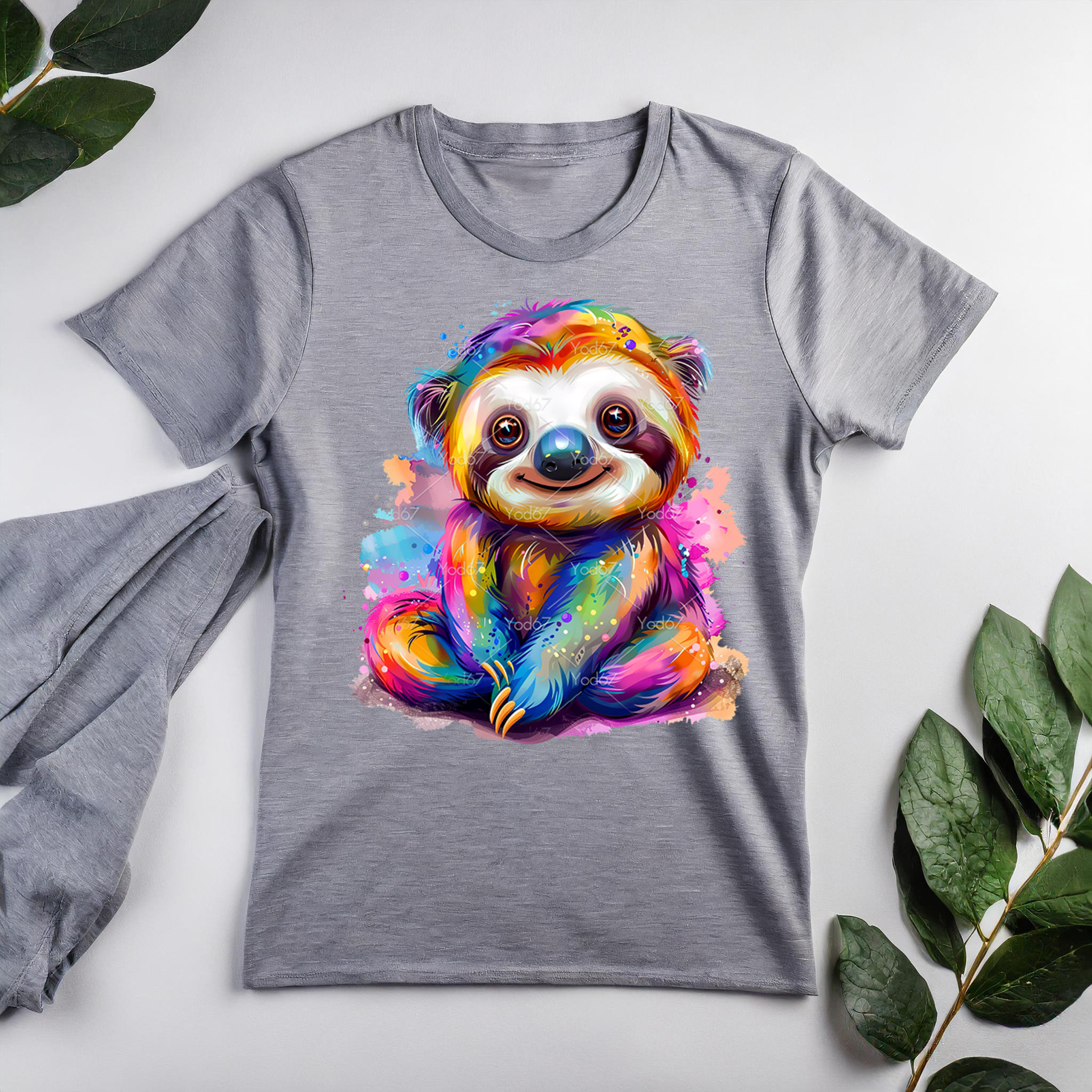 Cute Sloth PNG for Sublimation Printing, Colorful Sloth T-shirt Design ...