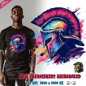 Spartan Helmet PNG for Sublimation Printing, Colorful Spartan Helmet T-shirt Design Clipart, DTG Printing, DTF Transfer, Sublimation designs
