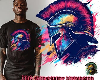 Spartan Helmet PNG for Sublimation Printing, Colorful Spartan Helmet T-shirt Design Clipart, DTG Printing, DTF Transfer, Sublimation designs