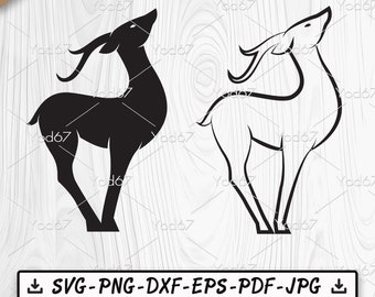 Deer SVG, Deer Png, Svg files for cricut, Deer Silhouette Svg, Deer DXF, Deer Clipart, Deer Logo, Easy Cut, Animals Vector, Wildlife Animals