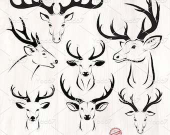 Deer head SVG, Deer Png, Cut File deer for Cricut, Deer Silhouette. Deer Clipart Vector Design EPS DXF. Deer Bundle, Stag. Wild Animals Svg.