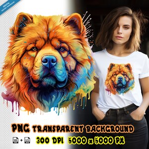 Chow chow Png, Dog for Sublimation Printing, Chow chow Head T-shirt Design Clipart, DTF DTG Printing, Animal Png. Dog breed clipart, Pet PNG