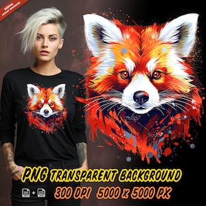 Panda vermelho Png para impressão por sublimação, clipart de design de camiseta com cabeça de panda vermelho, impressão DTG DTF, cabeça de animal, estampas digitais, animais selvagens.