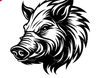 Boar SVG, Wild boar vector clipart design EPS PNG Dxf Pdf, Svg File for Cricut, Boar Head Silhouette, Wildlife Animals Svg, Boar Sublimation