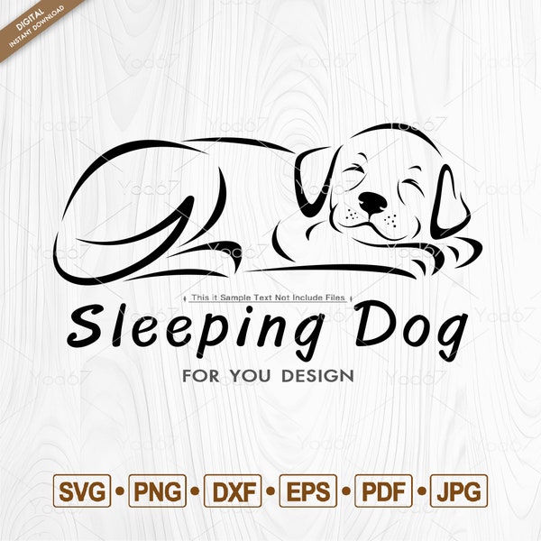 Sleeping dog files SVG, PNG, DXF, Pdf, Eps, Cute dog Cut File for Cricut, Cute puppy Svg, Sleeping dog Clipart Vector, Labrador puppy svg.