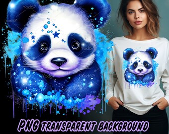 Panda Clipart for Sublimation Printing, Cute Panda Head T-shirt Design clip art, DTF DTG Printing, Colorful Panda head PNG, Shirt designs.