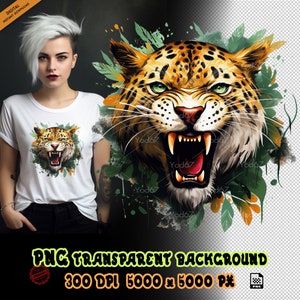 Angry cheetah head Png for Sublimation Printing, Cheetah Head T-shirt Design clip art, DTF DTG Printing, Angry cheetah PNG file, Wildlife.