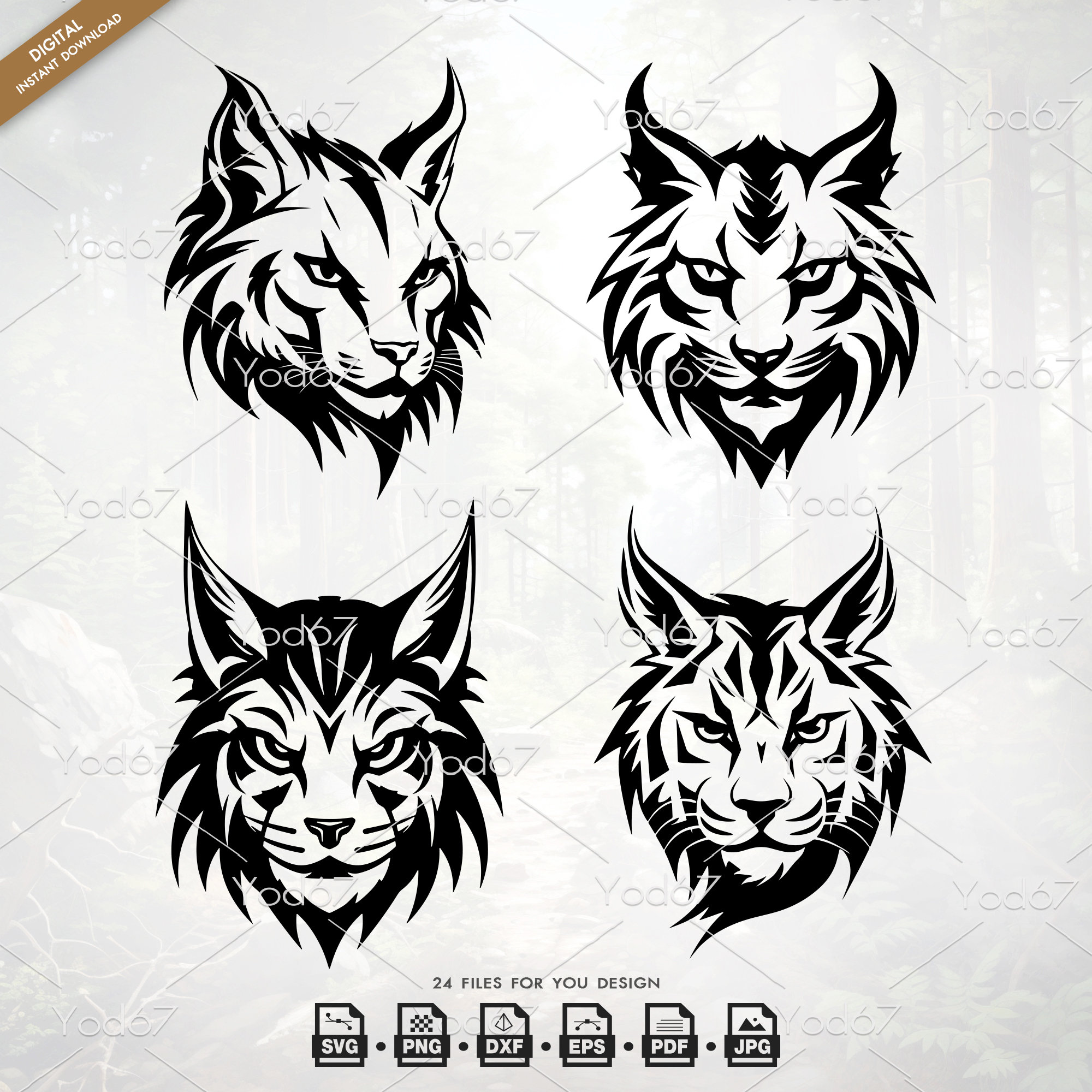 Lynx SVG, Lynx Png, Svg File for Cricut, Lynx Silhouette, Bobcat