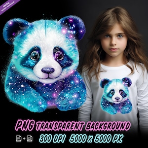Clipart de panda para impressão por sublimação, clipart de design de camisetas de panda, impressão DTF DTG, cabeça de panda PNG, camisa infantil png, pintura de animais.