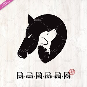 Horse & Dog and Cat Svg. Design of Horse, Dog, Cat files EPS DXF Pdf Jpg Png, Cut File for Cricut, Animals Clipart Vector Design, Pet Lover.