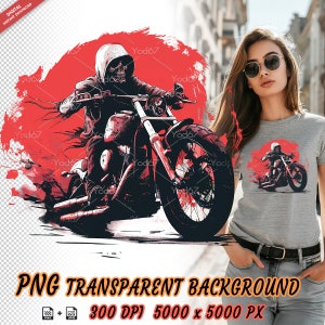 Ghost riding motorcycle for Sublimation Printing, Biker Skull T-shirt Clipart, DTG Printing, Sublimation designs, Skeleton riding motorcycle