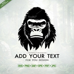 Gorilla SVG, Gorilla Head Png Files, Gorilla Cricut, Ape Design Svg, Gorilla Silhouette, Wildlife Animals, Gorilla Head Clipart Vector EPS.