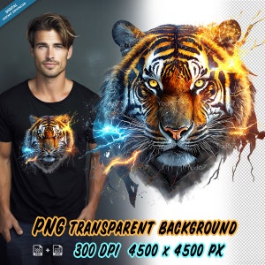 Tiger Png, clipart colorido de rosto de tigre para impressão por sublimação, clipart de design de camiseta com cabeça de tigre, impressão DTF DTG, pintura de cabeça de animais.