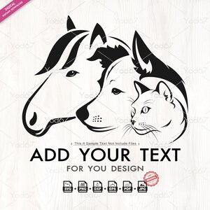 Pferd / Hund / Katze SVG-Dateien, SVG-Dateien für Cricut, Pferd SVG. Hund svg. Katze svg. Tiere Clipart Vektor Design DXF. Tiere svg. Haustier Design.