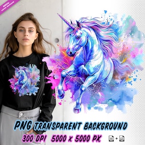 Unicorn Png for Sublimation Printing, Colorful unicorn T-shirt Design Clipart, DTG Printing, DTF Transfer, Unicorn Art Sublimation designs.
