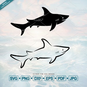 Shark svg, Shark Clipart Vector, Shark Laser Engraving Instant Download, SVG, PNG, DXF, Pdf, Jpg, Eps, Shark bundle files, Shark logo Design