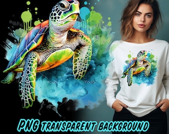Sea Turtle Clipart, Sea turtle for Sublimation Printing, Sea Turtle T-shirt Design Clipart, DTF DTG Printing, Turtle PNG file, Reptile Png.