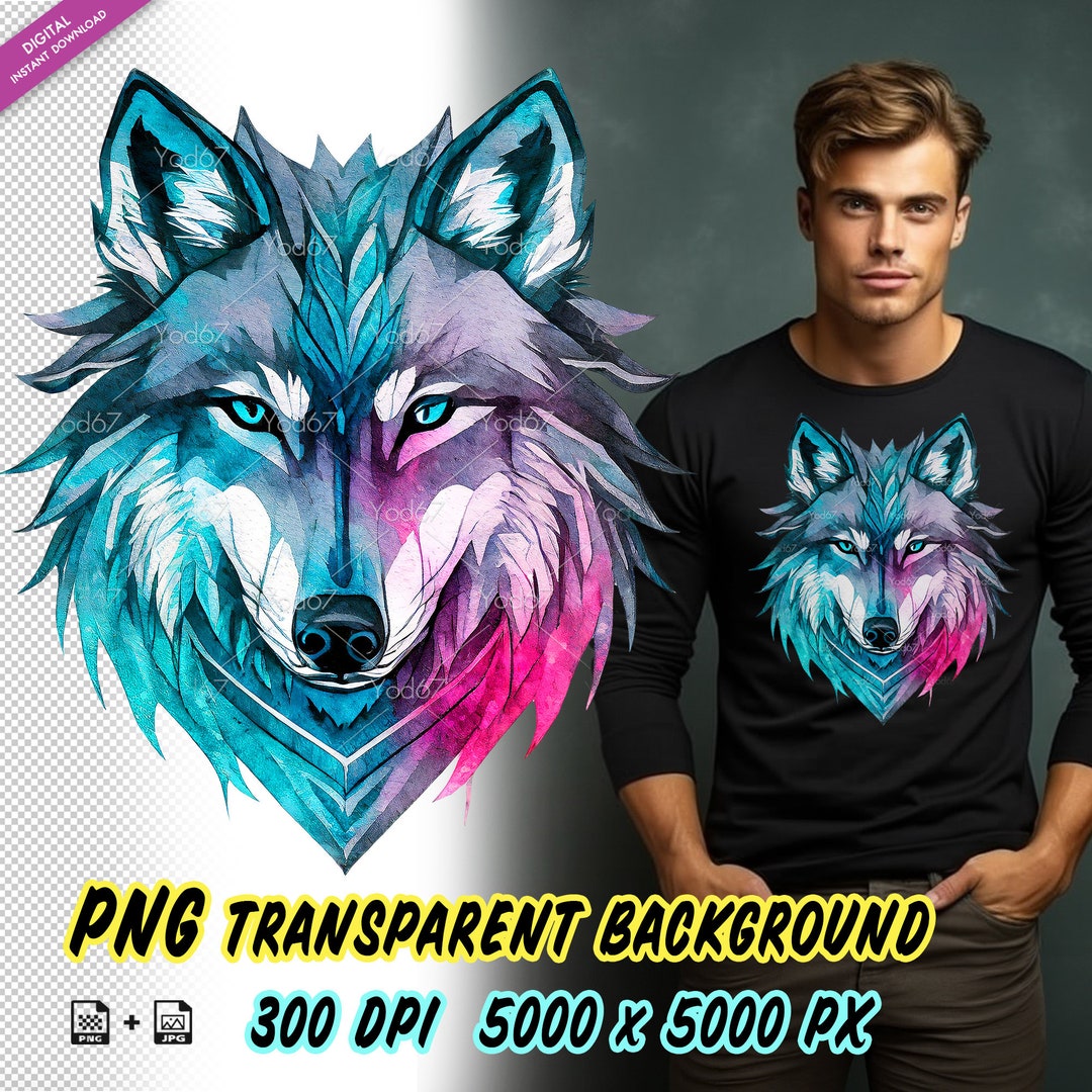 Wolf Head for Sublimation Printing, Wolf T-shirt Design Clipart, DTF DTG  Printing, Wolf Head PNG File, Wolf Clipart. Animal Head Painting. - Etsy, image size:1080x1080
