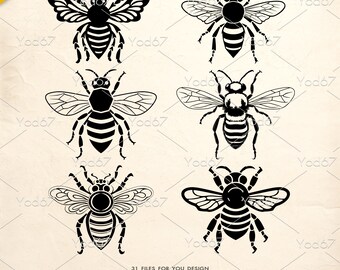 Bee svg bundle, Bee PNG, Honey Bee svg, Insect SVG, Bumble Bee svg, Bee Svg File for cricut, Bug Svg, Bee Clipart Vector, Dxf, Svg cut file.