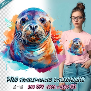 Clipart de sceau pour impression par sublimation, clipart de conception de T-shirt de sceau mignon coloré, impression DTG, transfert DTF, PNG transparent, sublimation.