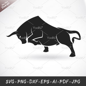 Bull SVG, Bull Png, Svg files for cricut, Bull Silhouette, Bull DXF, Bull Clipart, Animals vector. Bull Logo .Digital download. Wildlife Svg